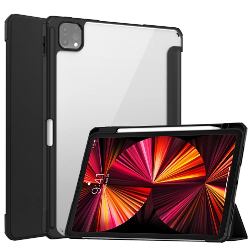 

For iPad Pro 11 2022 / 2021 / 2020 / 2018 Three-folding Acrylic TPU + PU Leather Horizontal Flip Tablet Case with Holder & Pen Slot & Sleep / Wake-up Function(Black)