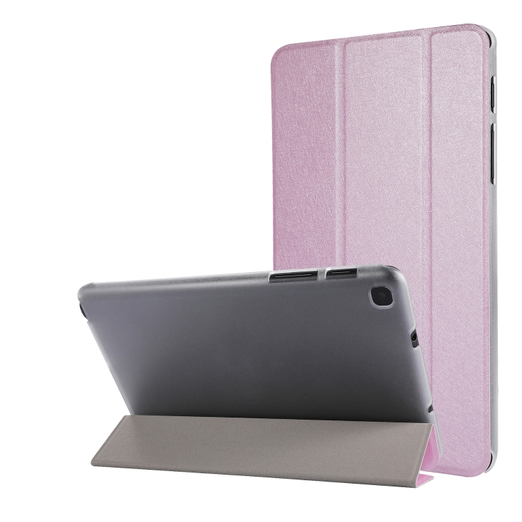 

Silk Texture Three-fold Horizontal Flip Leather Case with Holder For Samsung Galaxy Tab A7 Lite 8.7 T220 / T225(Pink)