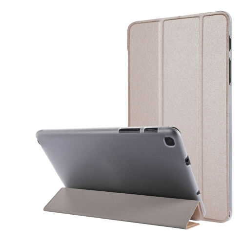 

Silk Texture Three-fold Horizontal Flip Leather Case with Holder For Samsung Galaxy Tab A7 Lite 8.7 T220 / T225(Gold)