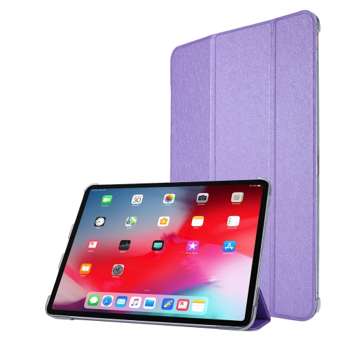 

Silk Texture Three-fold Horizontal Flip Leather Tablet Case with Holder & Pen Slot For iPad Pro 12.9 (2021)(Purple)