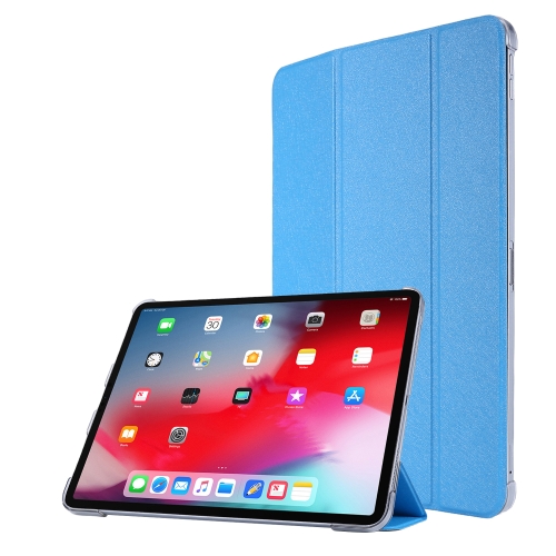 

Silk Texture Three-fold Horizontal Flip Leather Tablet Case with Holder & Pen Slot For iPad Pro 12.9 (2021)(Sky Blue)