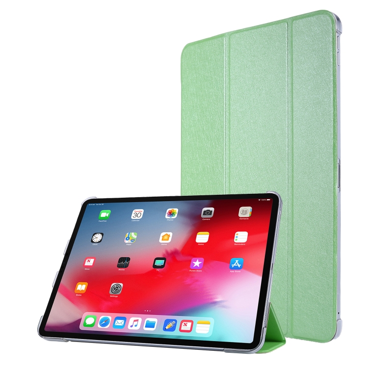 

Silk Texture Three-fold Horizontal Flip Leather Tablet Case with Holder & Pen Slot For iPad Pro 11 (2021)(Green)