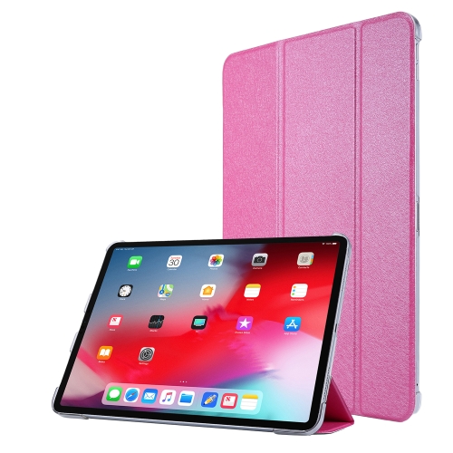 

Silk Texture Three-fold Horizontal Flip Leather Tablet Case with Holder & Pen Slot For iPad Pro 11 (2021)(Rose Red)