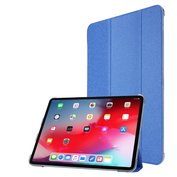 

Silk Texture Three-fold Horizontal Flip Leather Tablet Case with Holder & Pen Slot For iPad Pro 11 (2021)(Blue)