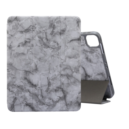 

For iPad Pro 11 (2021) Marble Texture Horizontal Flip Leather Tablet Case with Three-folding Holder & Sleep / Wake-up Function(Black Grey)