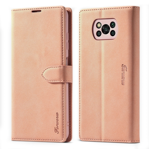 For Xiaomi Poco X3 / X3 NFC / X3 Pro Forwenw F1 Series Matte Strong Magnetism Horizontal Flip Leather Case with Holder & Card Slots & Wallet & Photo Frame(Rose Gold)