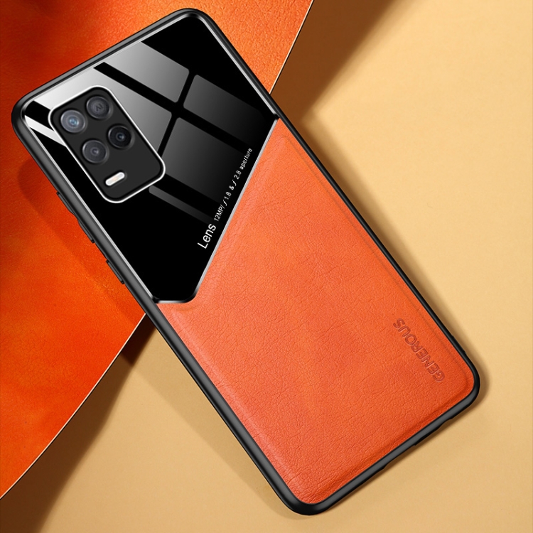 

For OPPO Realme V13 5G / Realme 8 5G All-inclusive Leather + Organic Glass Protective Case with Metal Iron Sheet(Yellow)