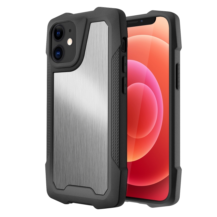 For iPhone 12 mini Stainless Steel Metal PC Back Cover TPU Heavy