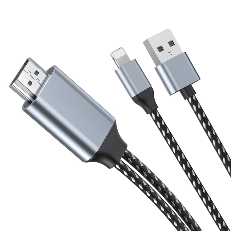 

WIWU X7L 2 in 1 8 Pin to HDMI + USB 1080P Full HD Adapter Cable, Cable Length: 2m(Gray)