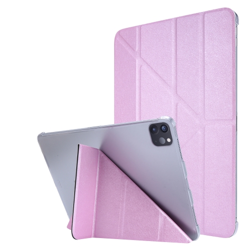 

Silk Texture Horizontal Deformation Flip Leather Tablet Case with Holder For iPad Pro 12.9 2021(Pink)