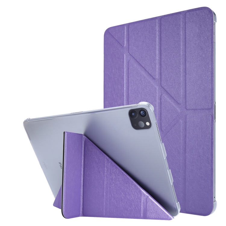 

Silk Texture Horizontal Deformation Flip Leather Tablet Case with Holder For iPad Pro 12.9 2021(Purple)