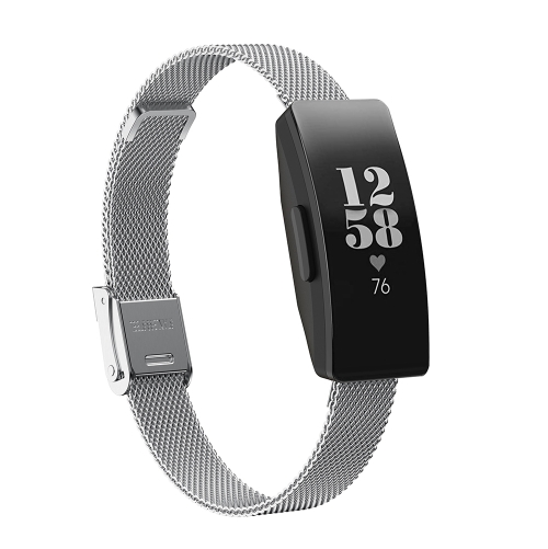 

For Fitbit Ace 3 / Inspire 2 Double Insurance Buckle Milanese Watch Band(Silver)