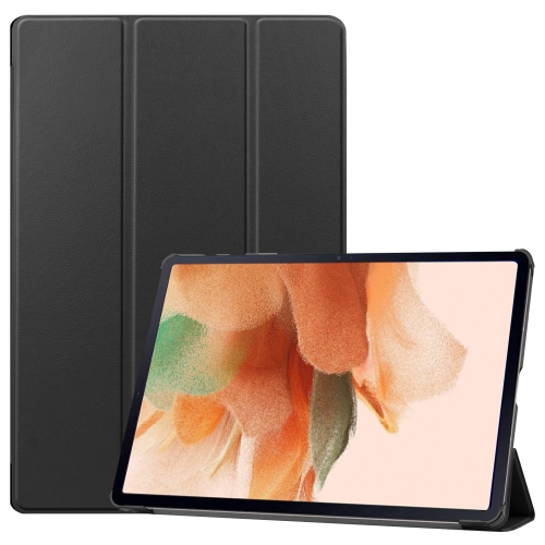 

For Samsung Galaxy Tab S7 Lite T730 / T735 / Tab S7 FE T736 Custer Texture Horizontal Flip Leather Case with Three-folding Holder & Sleep / Wake-up Function(Black)