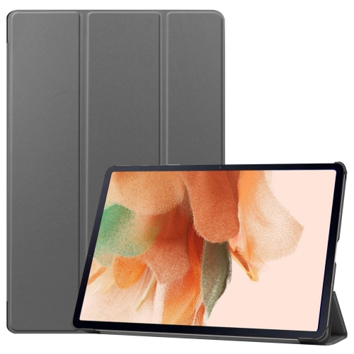 

For Samsung Galaxy Tab S7 Lite T730 / T735 / Tab S7 FE T736 Custer Texture Horizontal Flip Leather Case with Three-folding Holder & Sleep / Wake-up Function(Grey)
