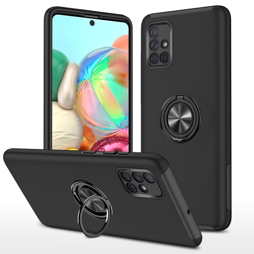 

For Samsung Galaxy A71 4G PC + TPU Shockproof Magnetic Protective Case with Invisible Ring Holder(Black)