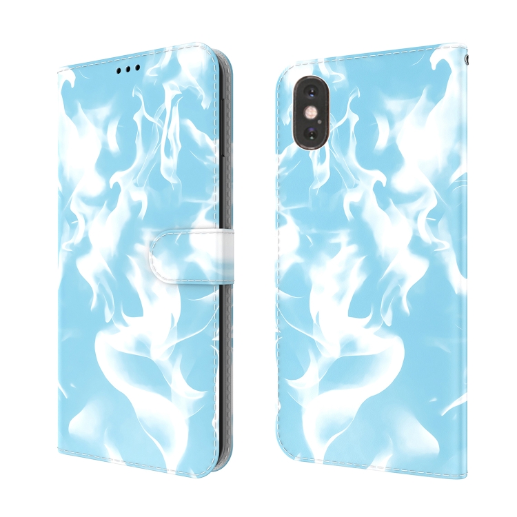 For iPhone X XS Cloud Fog Pattern Horizontal Flip Leather Case