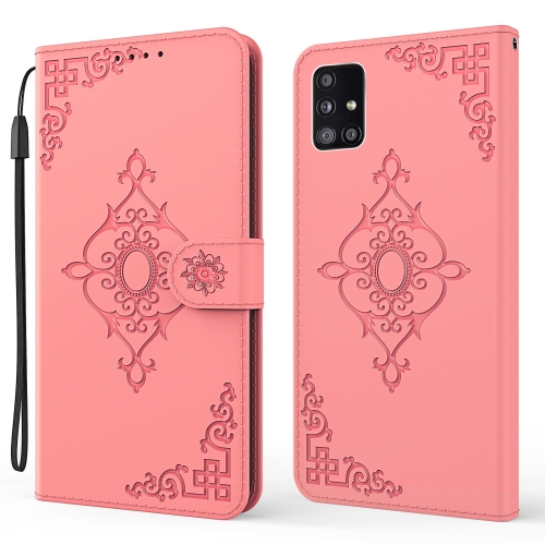 

For Samsung Galaxy M31s Embossed Fortune Flower Pattern Horizontal Flip Leather Case with Holder & Card Slot & Wallet & Lanyard(Pink)