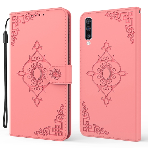 

For Samsung Galaxy A70 / A70s Embossed Fortune Flower Pattern Horizontal Flip Leather Case with Holder & Card Slot & Wallet & Lanyard(Pink)