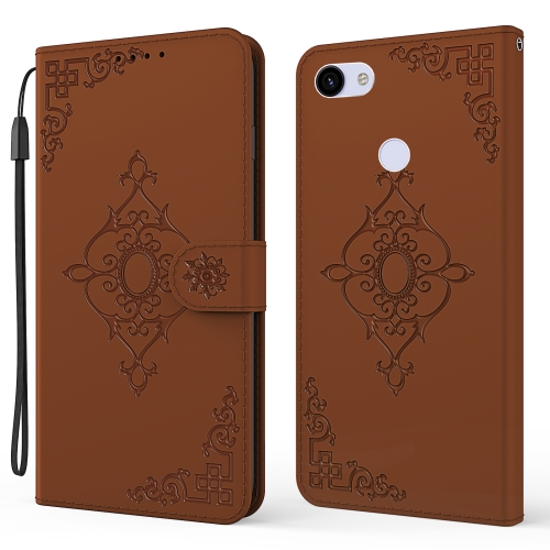 

For Google Pixel 3a XL Embossed Fortune Flower Pattern Horizontal Flip Leather Case with Holder & Card Slot & Wallet & Lanyard(Brown)