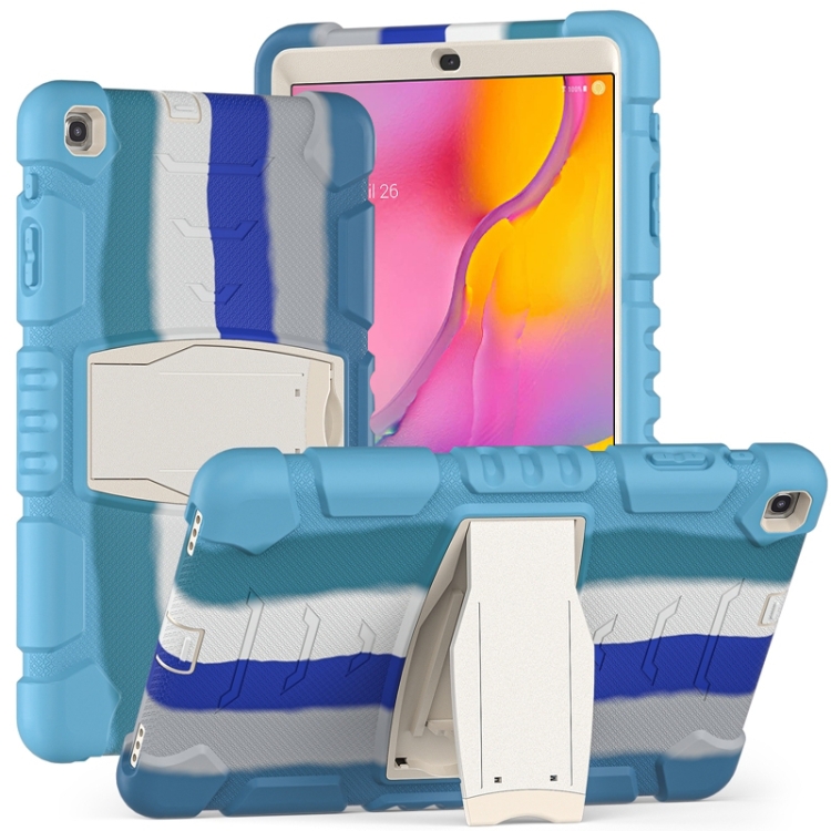 

For Samsung Galaxy Tab A 10.1 (2019) T510 3-Layer Protection Screen Frame + PC + Silicone Shockproof Combination Case with Holder(Colorful Blue)