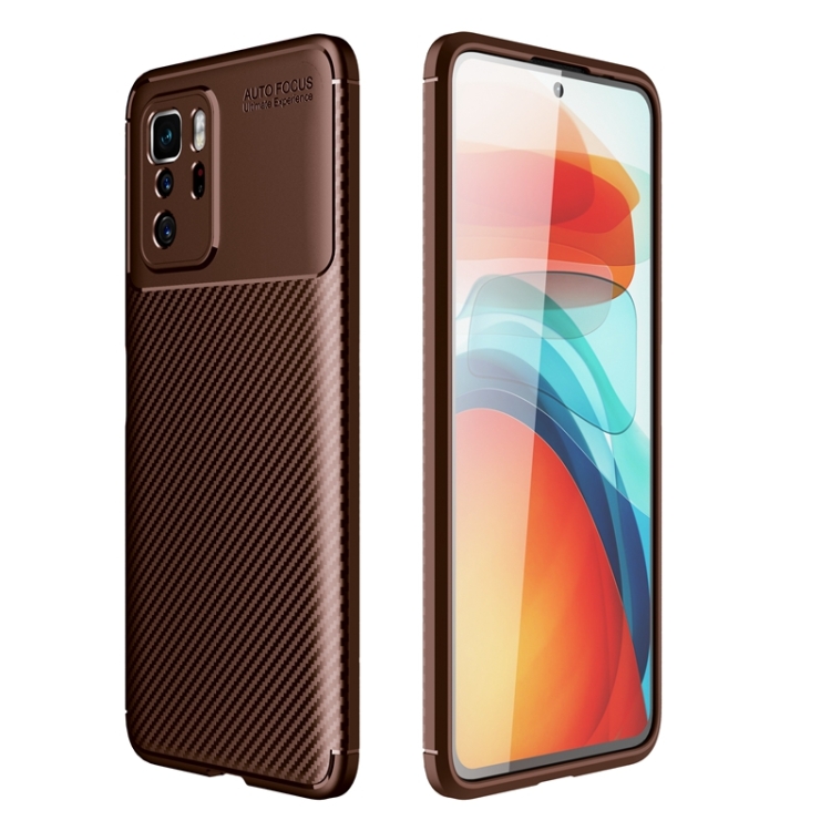 

For Xiaomi Redmi Note 10 Pro 5G Carbon Fiber Texture Shockproof TPU Case(Brown)