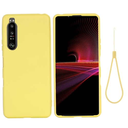 

For Sony Xperia 1 III Pure Color Liquid Silicone Shockproof Full Coverage Case(Yellow)