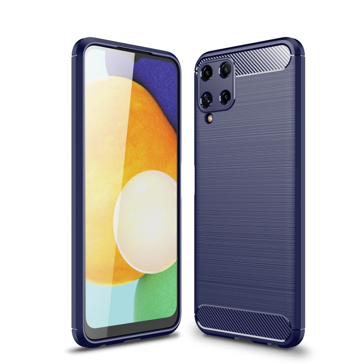 

For Samsung Galaxy A22 4G Brushed Texture Carbon Fiber TPU Case(Blue)