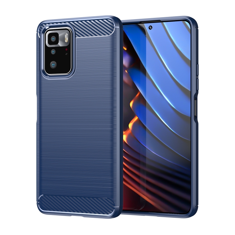 

For Xiaomi Redmi Note 10 Pro 5G Brushed Texture Carbon Fiber TPU Case(Blue)