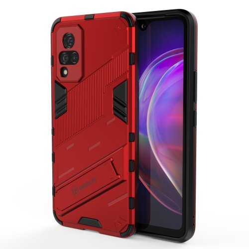 

For vivo V21 Punk Armor 2 in 1 PC + TPU Shockproof Case with Invisible Holder(Red)