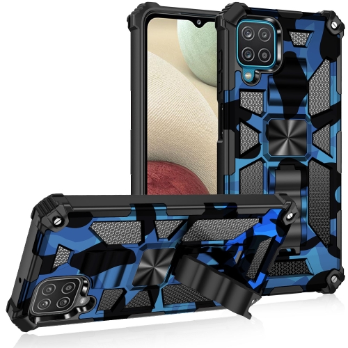 

For Samsung Galaxy A22 4G Camouflage Armor Shockproof TPU + PC Magnetic Protective Case with Holder(Blue)