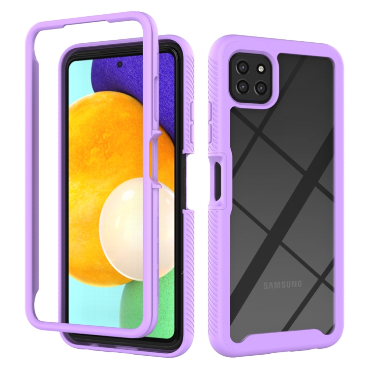 

For Samsung Galaxy A22 5G Starry Sky Solid Color Series Shockproof PC + TPU Case(Purple)