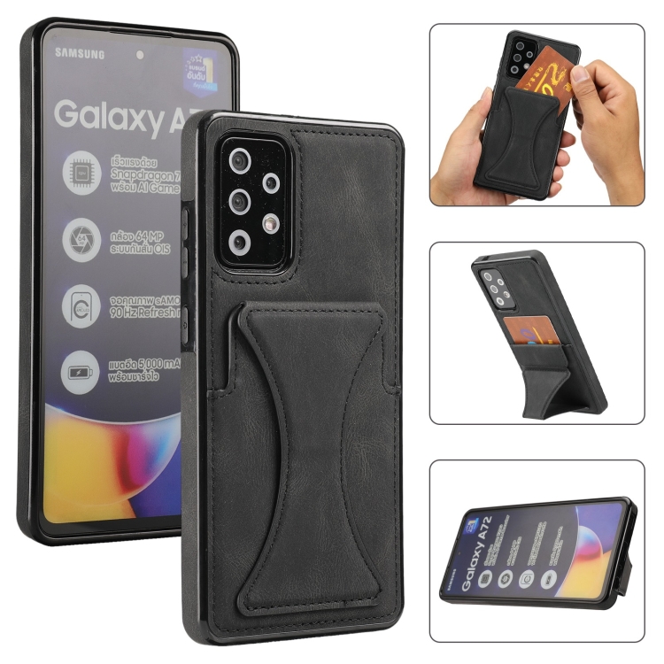 

For Samsung Galaxy A52 5G / 4G Ultra-thin Shockproof Protective Case with Holder & Metal Magnetic Function(Black)