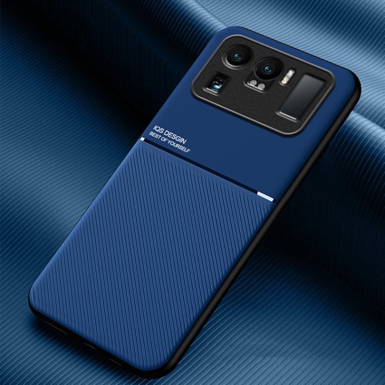 

For Xiaomi Mi 11 Ultra Classic Tilt Strip Grain Magnetic Shockproof PC + TPU Case(Blue)
