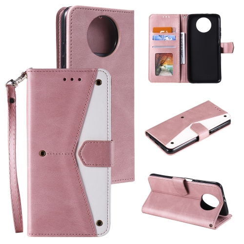 

For Xiaomi Redmi Note 9T Stitching Calf Texture Horizontal Flip Leather Case with Holder & Card Slots & Wallet(Rose Gold)