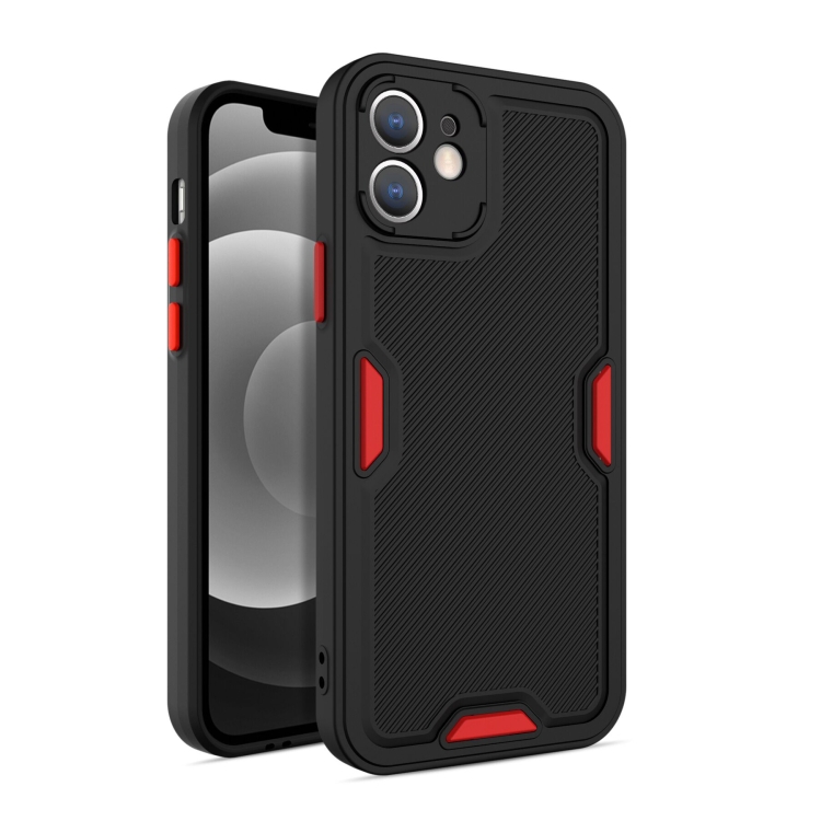 

Contrast-Color Straight Edge Matte TPU Shockproof Case with Sound Converting Hole For iPhone 11 Pro(Black)