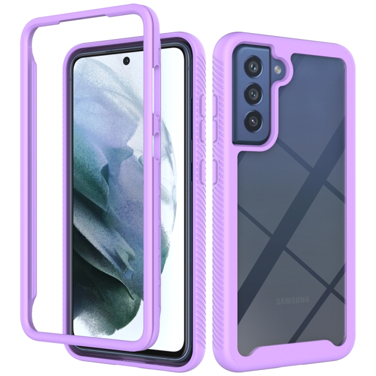 

For Samsung Galaxy S21 FE Starry Sky Solid Color Series Shockproof PC + TPU Protective Case(Purple)