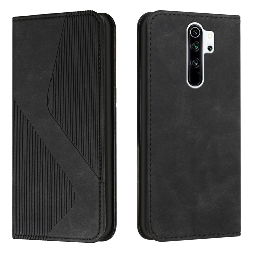 

For Xiaomi Redmi 9 Skin Feel Magnetic S-type Solid Color Horizontal Flip Leather Case with Holder & Card Slot & Wallet(Black)