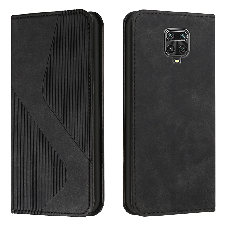 

For Xiaomi Redmi Note 9S / Note 9 Pro Skin Feel Magnetic S-type Solid Color Horizontal Flip Leather Case with Holder & Card Slot & Wallet(Black)
