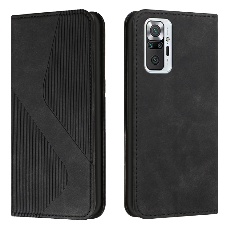 

For Xiaomi Redmi Note 10 Pro Skin Feel Magnetic S-type Solid Color Horizontal Flip Leather Case with Holder & Card Slot & Wallet(Black)