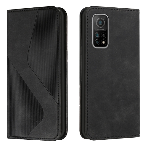 

For Xiaomi Mi 10T Pro 5G Skin Feel Magnetic S-type Solid Color Horizontal Flip Leather Case with Holder & Card Slot & Wallet(Black)