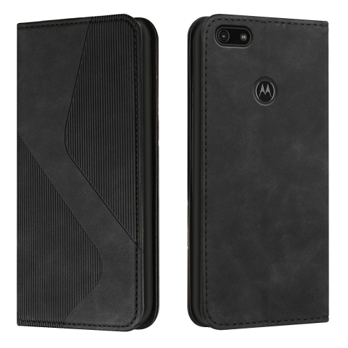 

For Motorola Moto E6 Play Skin Feel Magnetic S-type Solid Color Horizontal Flip Leather Case with Holder & Card Slot & Wallet(Black)