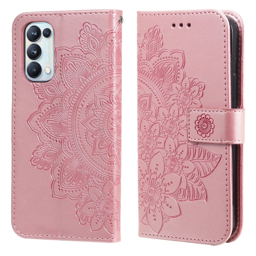 For OPPO Reno5 5G / 4G / Find X3 Lite 7-petal Flowers Embossing Pattern ...