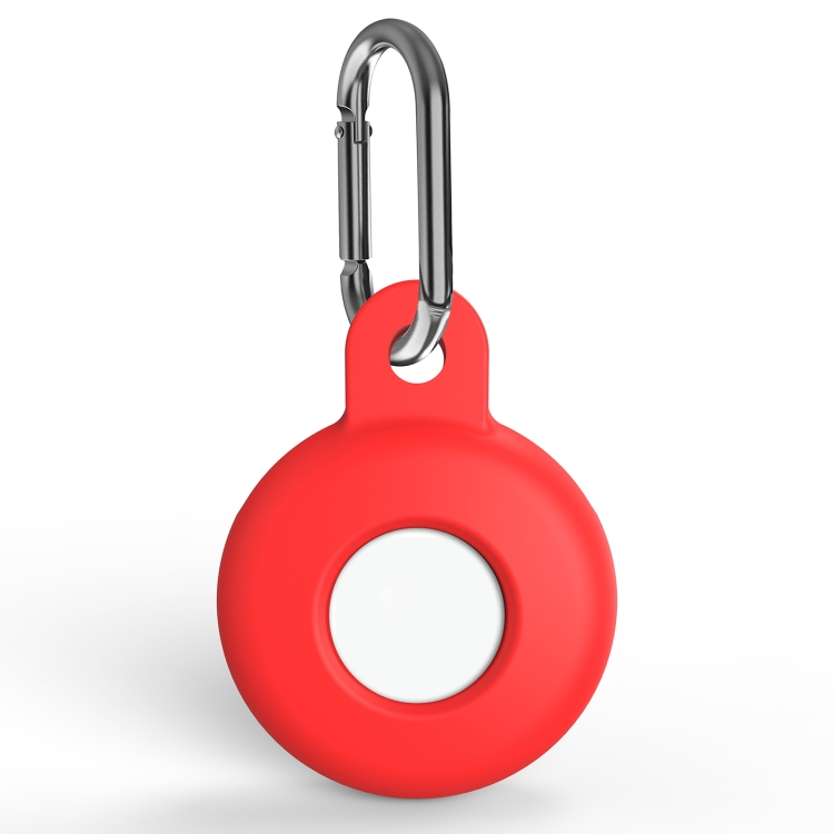 

Anti-scratch Silicone Shockproof Protective Cover Case with Carabiner For AirTag(Red)