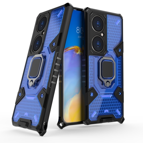 

For Huawei P50 Pro Space PC+TPU Shockproof Case with Ring Holder(Blue)
