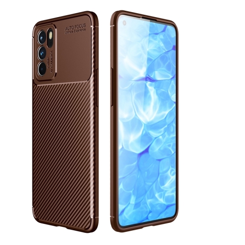 

For OPPO Reno6 5G Carbon Fiber Texture Shockproof TPU Case(Brown)