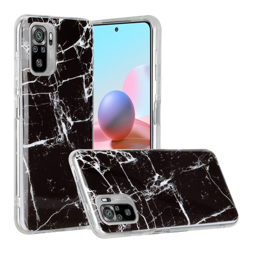 

For Xiaomi Redmi Note 10 Marble Pattern Soft TPU Protective Case(Black)