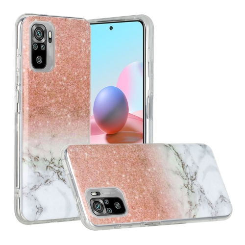 

For Xiaomi Redmi Note 10 Marble Pattern Soft TPU Protective Case(White Gold)