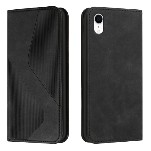 

For iPhone XR Skin Feel Magnetic S-type Solid Color Horizontal Flip Leather Case with Holder & Card Slot & Wallet(Black)