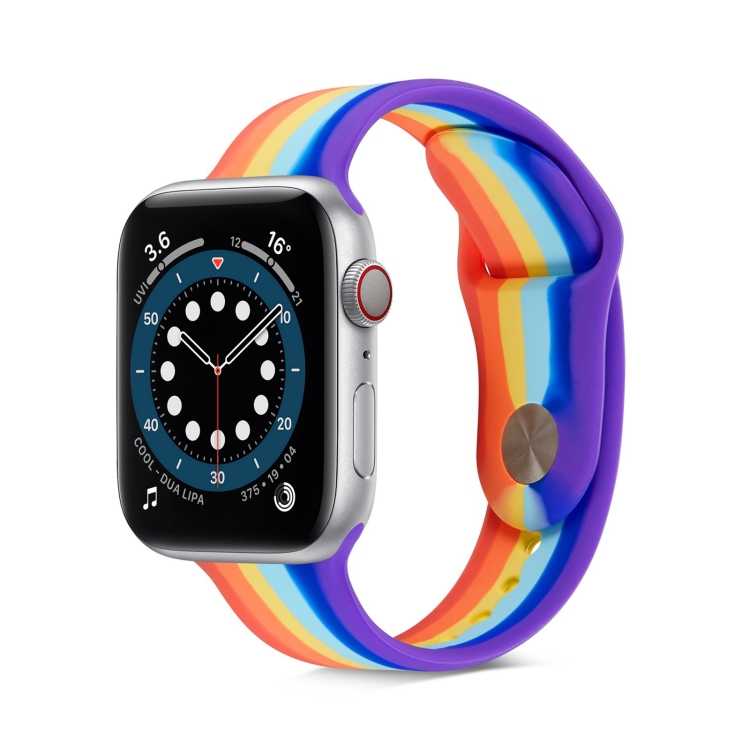

Rainbow Silicone Strap Watch Band For Apple Watch Series 7 45mm / 6 & SE & 5 & 4 44mm / 3 & 2 & 1 42mm(6)