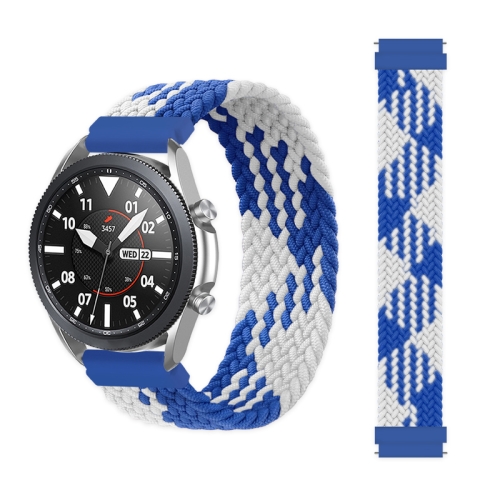 

For Garmin Vivoactive 3 Adjustable Nylon Braided Elasticity Watch Band, Size:155mm(Blue White)